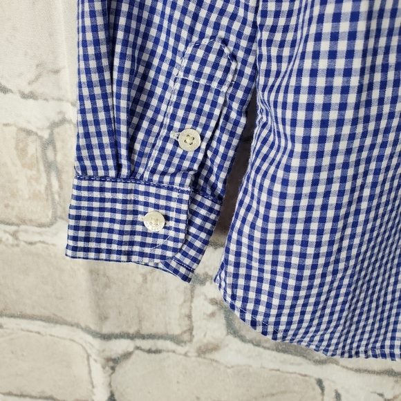 Chaps  Button Down Gingham Shirt 18M Blue White - Picture 8 of 9